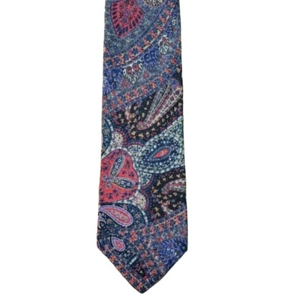 Embassy Square Navy Blue / Red Paisley Silk Tie